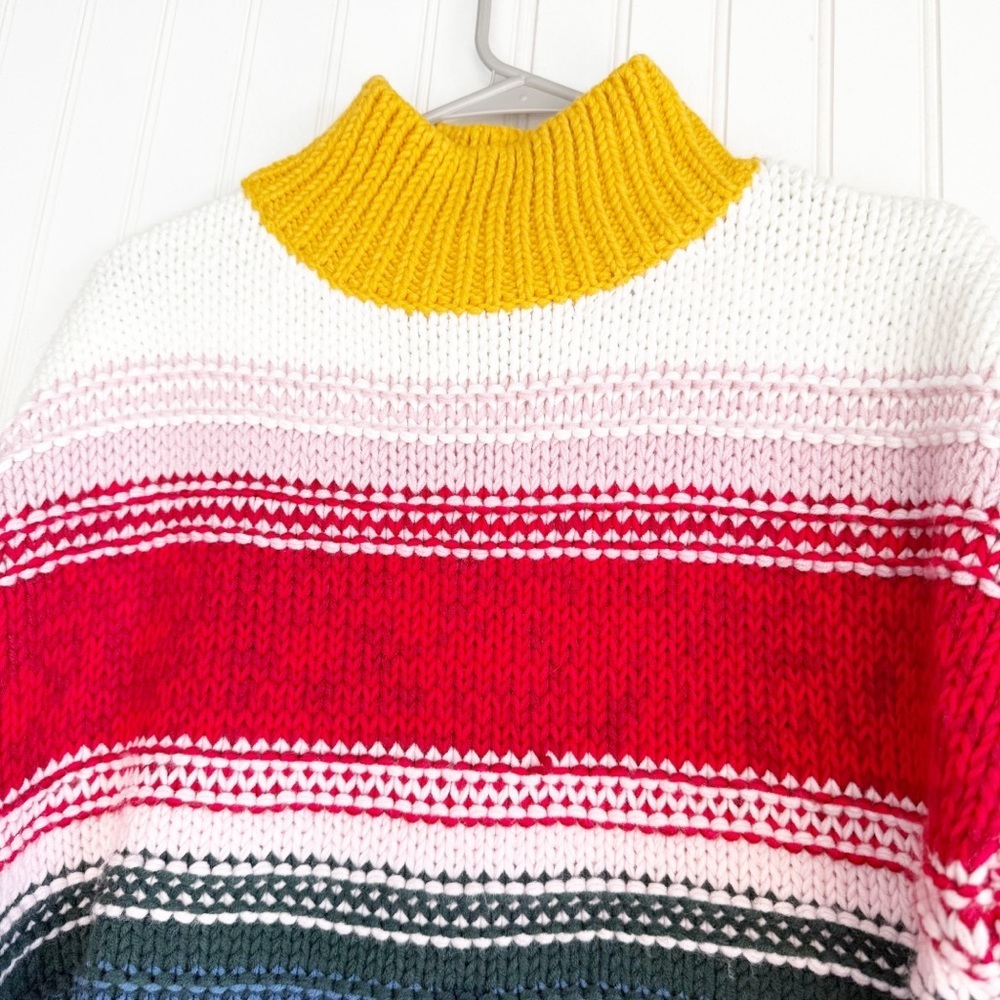 Sundance Size S Color Vibes Striped Chunky Knit Mock Neck Sweater Colorful Boho - Picture 3 of 7